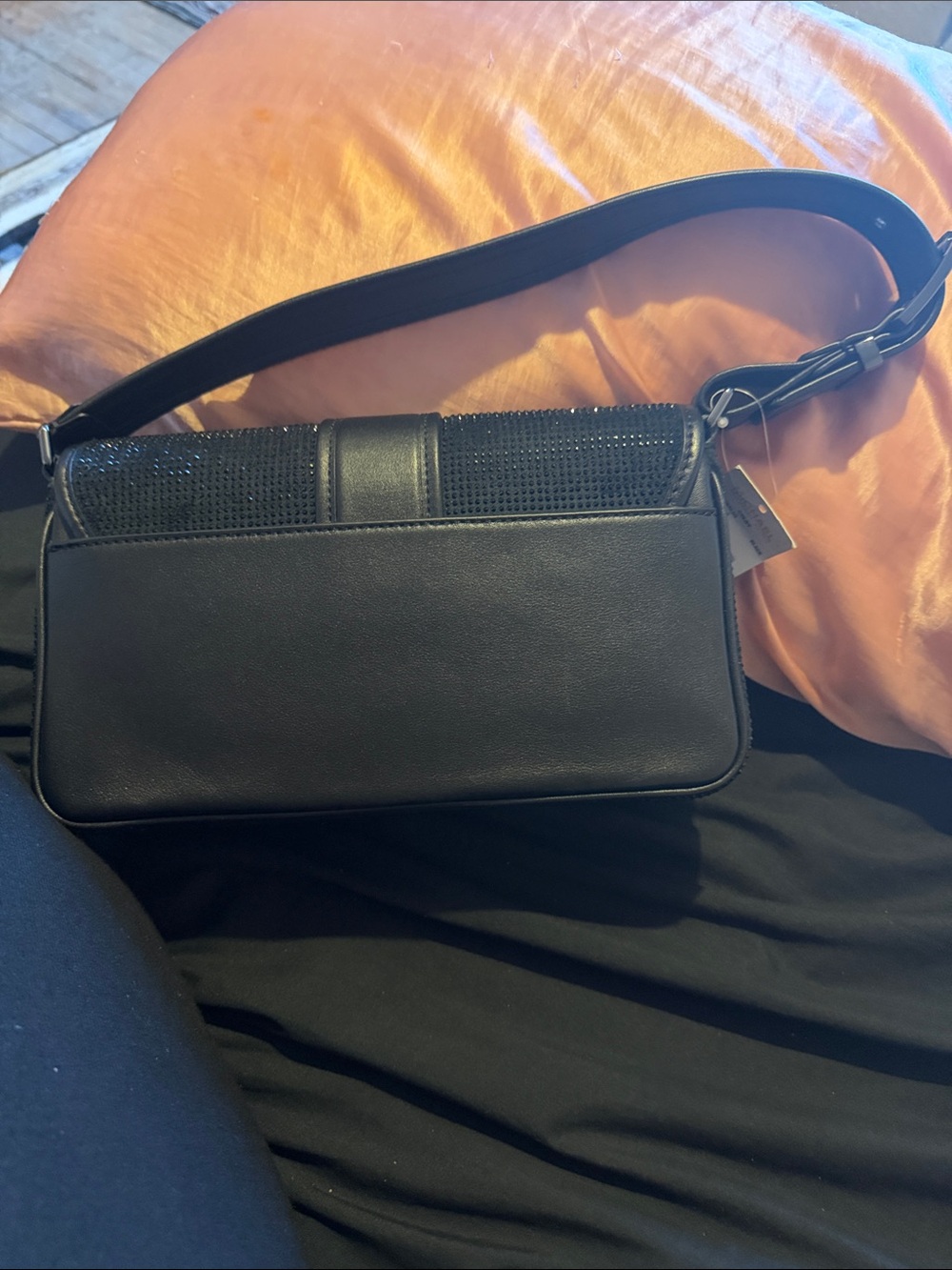 Michael Kors Black Crystal-Embellished Messenger Bag - Picture 3 of 3